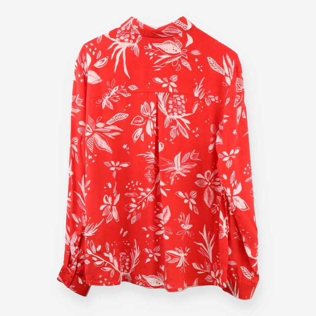 Collared Silk Shirt, Red
