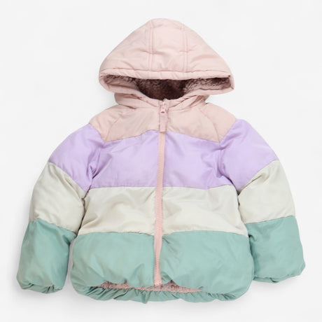 Puffer coat pastel stripes fleece lined 