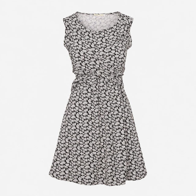 Black and Ivory Floral Jersey Maternity Wrap Dress