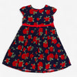 Dress short sleeves navy with roses
