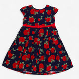 Dress short sleeves navy with roses