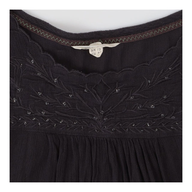 Grey Cupio Flowy Top with Embroidered Neckline