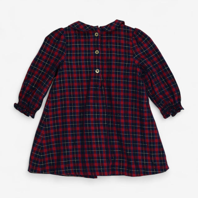 Dress Smocked Tartan with Gold