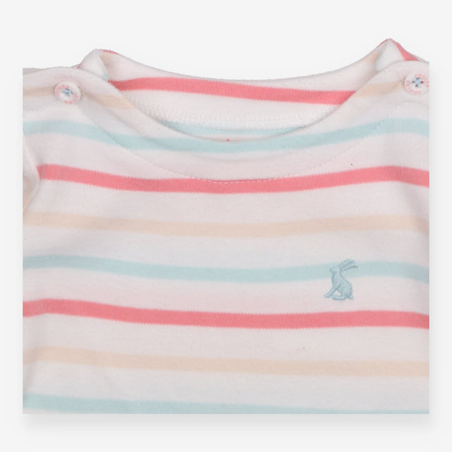 Tee LS muted stripes button shoulders