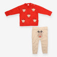 Outfit knit red sweater reindeer