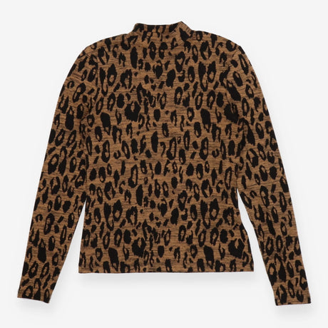 High neck Jacquard Top with Leopard Prints