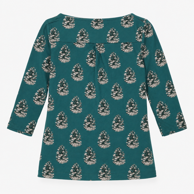Green Pinecone Print Cowl Neck Jersey Top