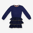 Dress royal blue with sparkle skirt gold trim