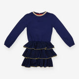 Dress royal blue with sparkle skirt gold trim