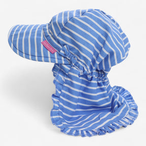 Swim hat blue stripe with frills