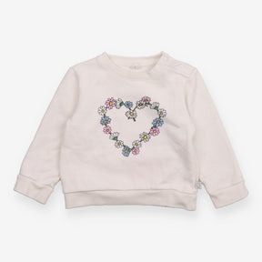 White Sweater with Daisy Heart