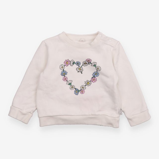 White Sweater with Daisy Heart