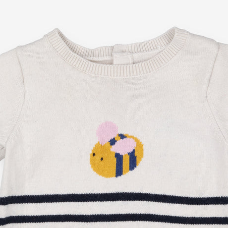 White Striped Bee Knit Sweater