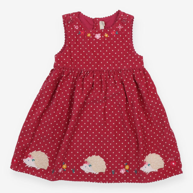 Pinafore pink cord spot hedgehogs