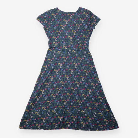 Chapelle Dress Dark Blue Floral Wrap Front Organic