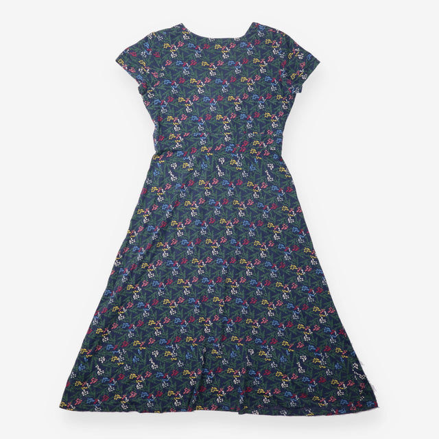 Chapelle Dress Dark Blue Floral Wrap Front Organic