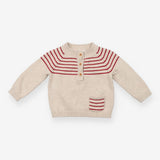 Cream Knit Sweater Red Stripes