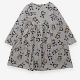 Dress Long Sleeved Grey Rainbow Pandas