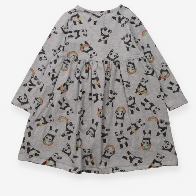 Dress Long Sleeved Grey Rainbow Pandas