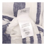 Midi Dress Navy Cream Stripe Linen Blend Button Fr