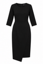 Wrap Dress Black Three Quarter Sleeve Midi