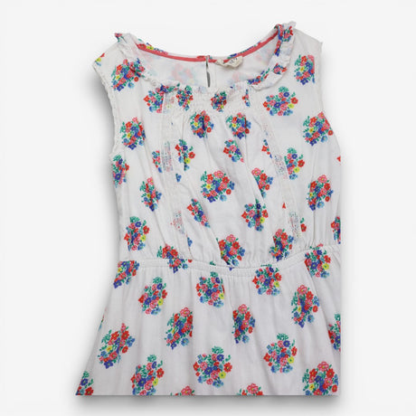 Dress Woven White Floral Print 