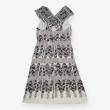 Midi Dress Aqua Arrow Print Ruffle Detail