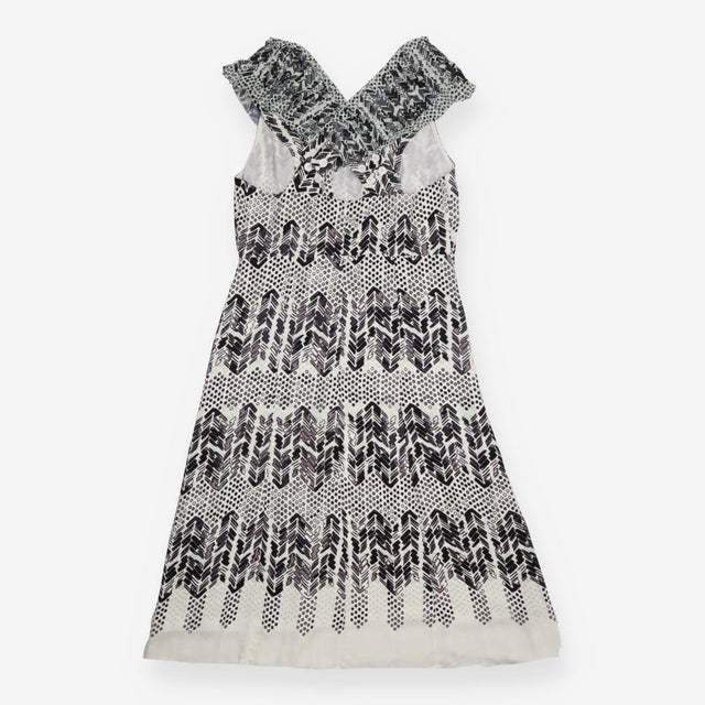 Midi Dress Aqua Arrow Print Ruffle Detail