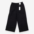 Black Linen Rich Wide Leg Cropped Trousers