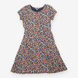Midi Dress Navy Multicolour Floral Short Sleeve