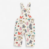 Jersey dungarees cream woodland animals