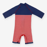 Full swim suit blue red stripes lobster