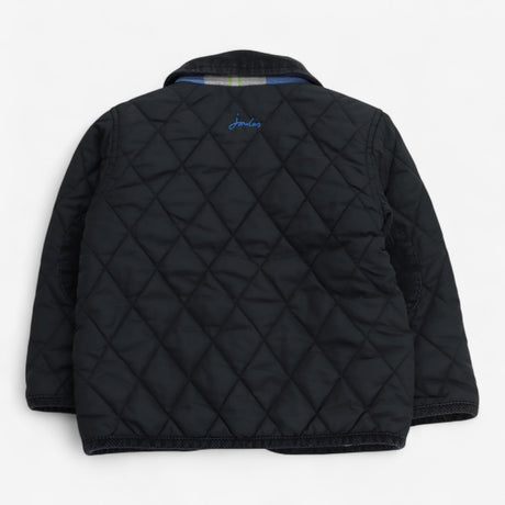 Grey quilted Coat with cord elbow patches