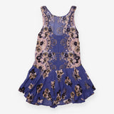 Mini Beach Dress Blue Floral Ruffle Hem