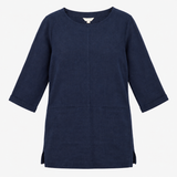 Dress Navy Blue Tunic Style 3/4 Sleeve Pockets