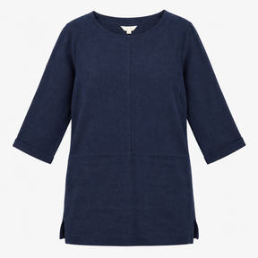 Dress Navy Blue Tunic Style 3/4 Sleeve Pockets