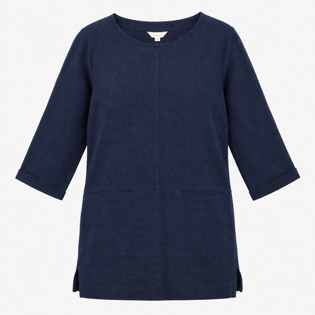 Dress Navy Blue Tunic Style 3/4 Sleeve Pockets
