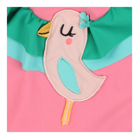 Swimming Costume Pink with Frill and a Bird