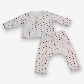 Outfit popper top leggings white red hearts