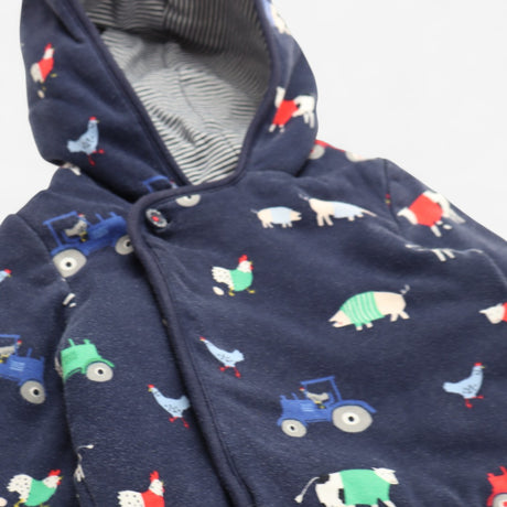 Hooded Jacket Reversible Farm Friends and Striped