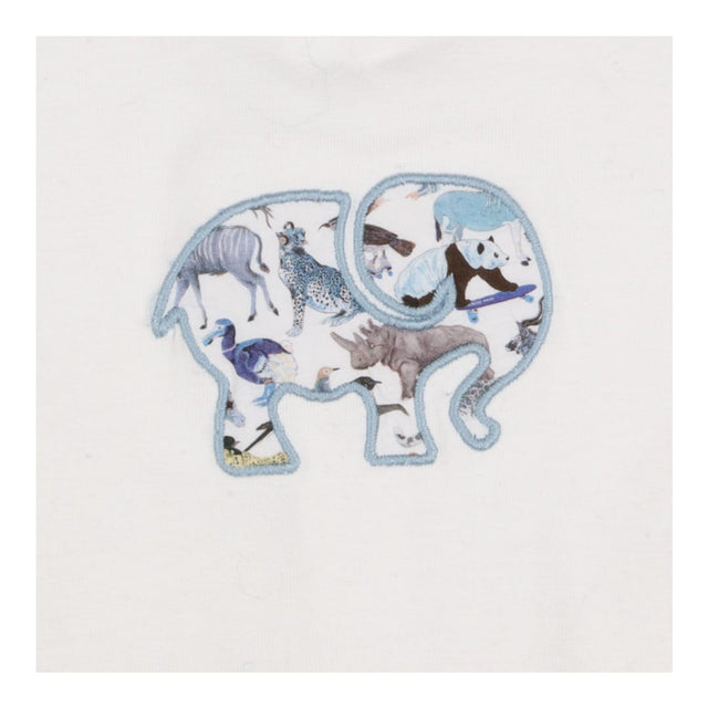 White Sleepsuit with liberty elephant applique