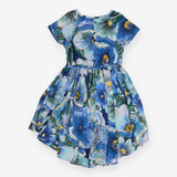 Summer Dress Blue Sequin neckline and Blue Floral 