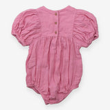 Romper Pink Frill Strawberry Applique
