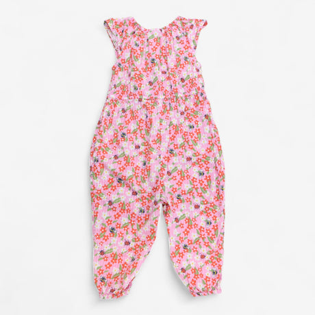 Romper Woven Frill Sleeve Pink Floral Ladybird Bee