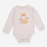 Bodysuit white LS fox squirrels