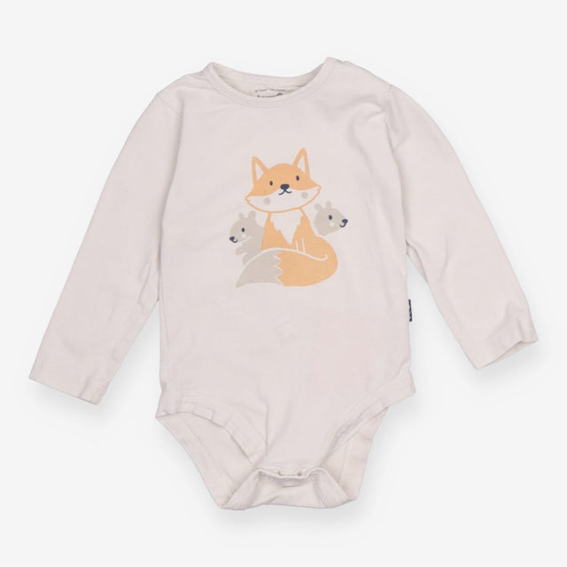 Bodysuit white LS fox squirrels