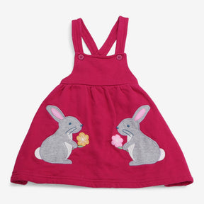 Pinafore pink jersey grey bunny