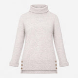 Grey Marl Roll Neck Jumper with Button Detail at H
