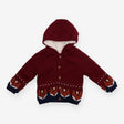 Burgundy Knit Cardigan with Foxes