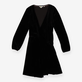 Black Wrap Party Dress Velour